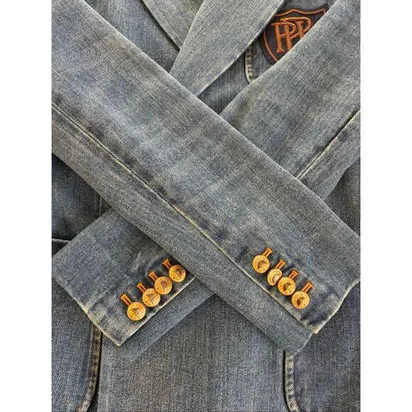 Polo Ralph Lauren Denim Crest Blazer Double Breasted Gold Button XS - Picture 9 of 12